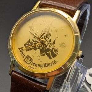 Vintage Walt Disney World Castle Lorus Gold Tone Watch, New Battery